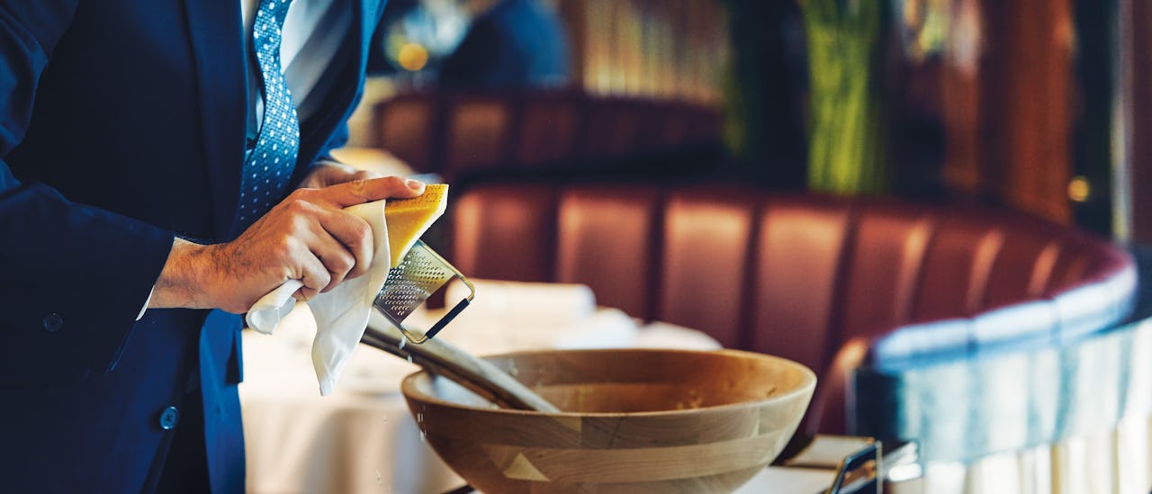 Pasta tilberedt ved bordet