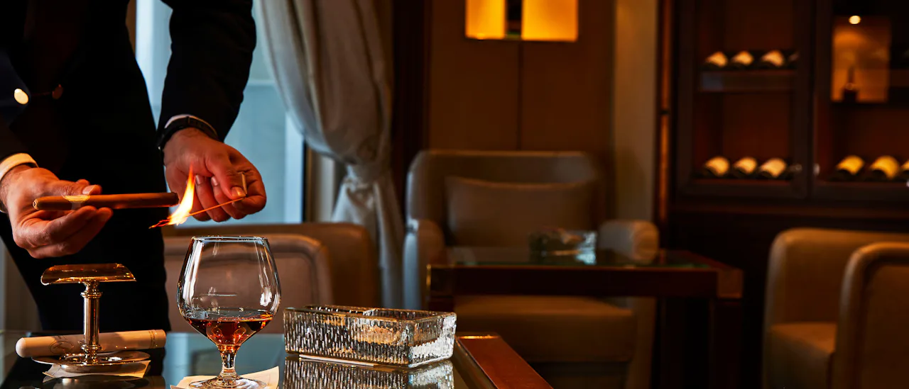 Connoisseur’s Corner offers exceptional cognacs and a premium selection of cigars to purchase