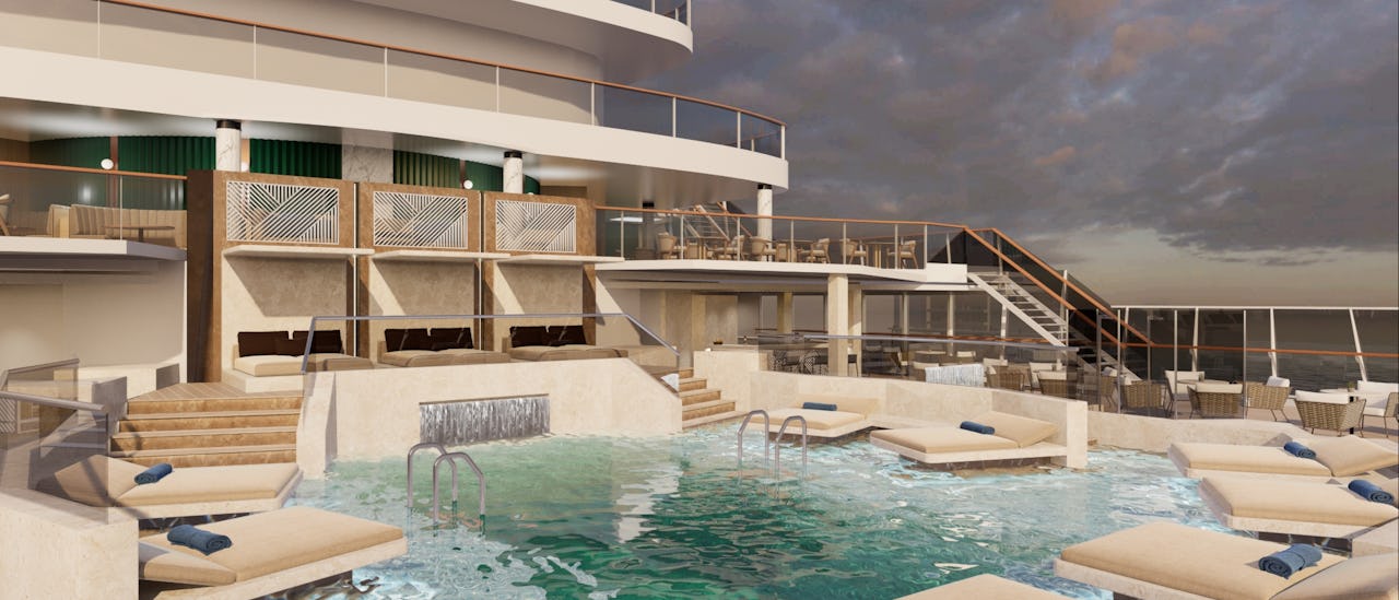 Atoll Pool & Bar er et intimt basseng område med avslappende atmosfære.