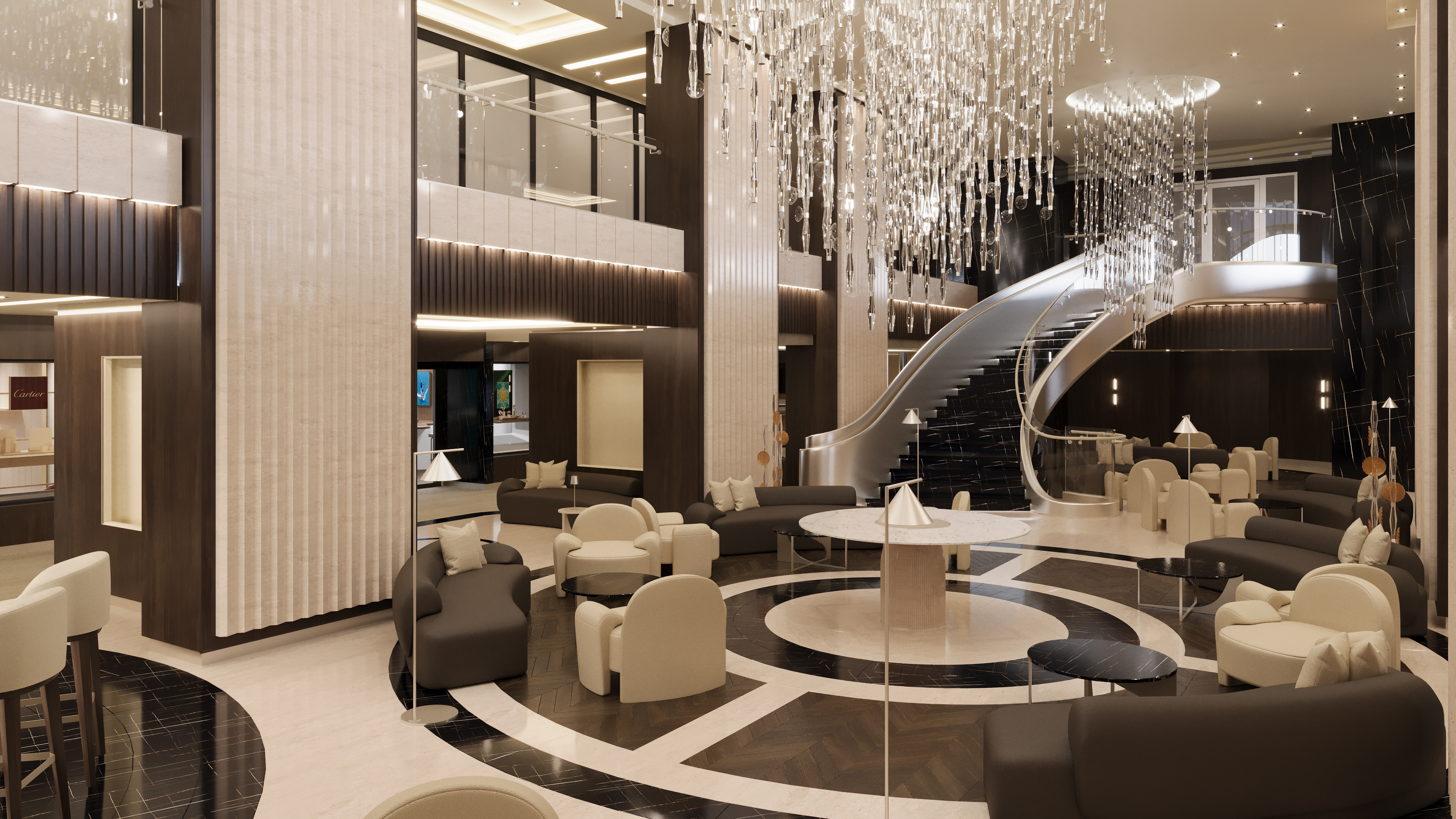 Lobby Bar en sosial bar med salonger i midten av fartøyet.